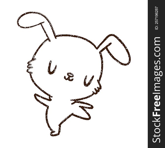 Cute Rabbit Charcoal Drawing