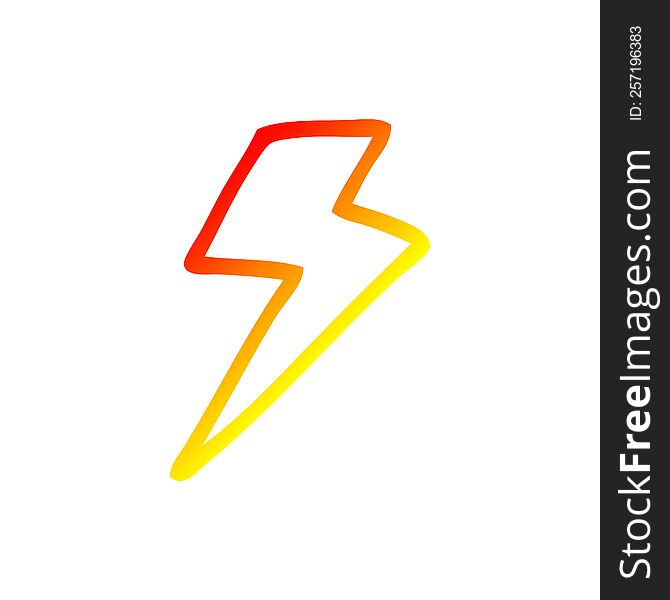 Warm Gradient Line Drawing Cartoon Lightning Bolt