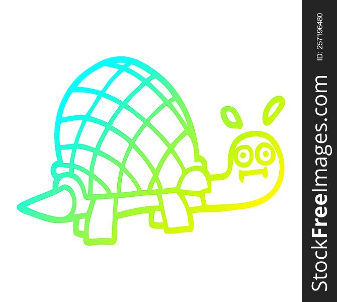 cold gradient line drawing of a cartoon funny tortoise