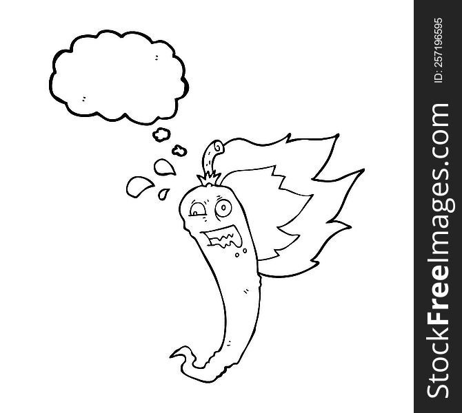 hot chilli pepper freehand drawn thought bubble cartoon. hot chilli pepper freehand drawn thought bubble cartoon