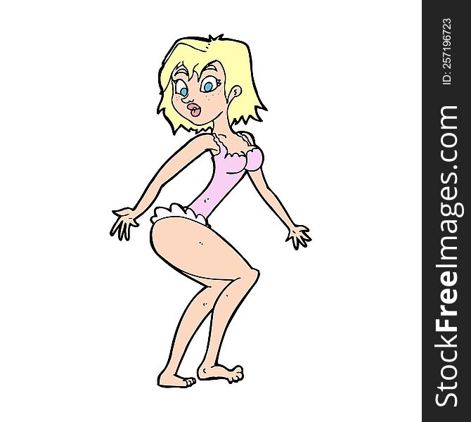 cartoon woman in lingerie