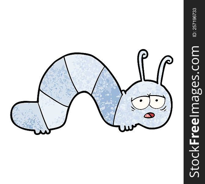 cartoon tired caterpillar. cartoon tired caterpillar