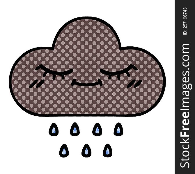 comic book style cartoon of a storm rain cloud