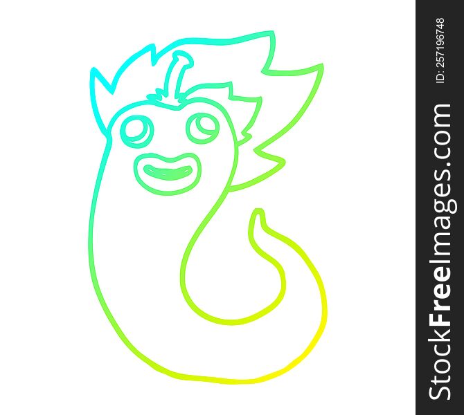 cold gradient line drawing of a cartoon hot chilly