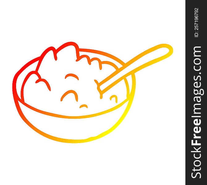 warm gradient line drawing of a bowl of porridge