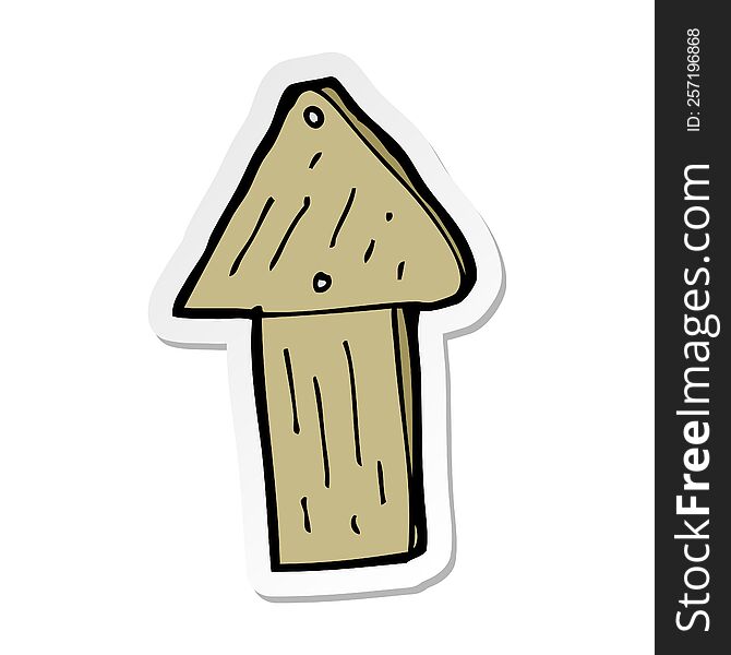 sticker of a cartoon wood arrow symbol