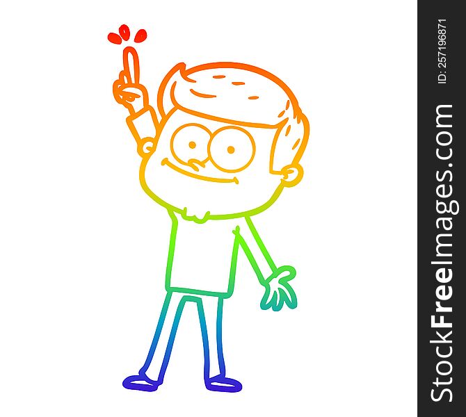 rainbow gradient line drawing of a cartoon smiling man