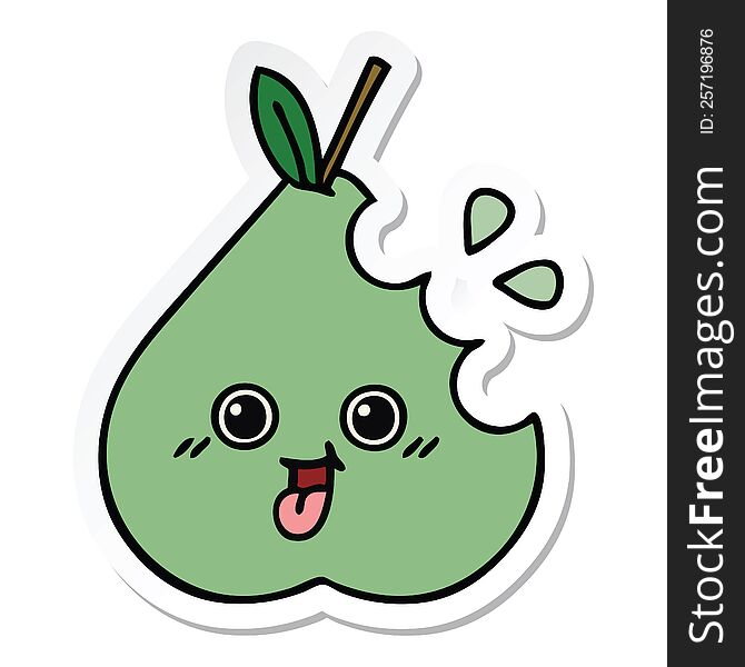 Sticker Of A Cute Cartoon Pear