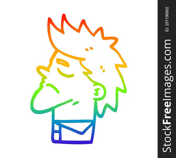 Rainbow Gradient Line Drawing Cartoon Arrogant Man