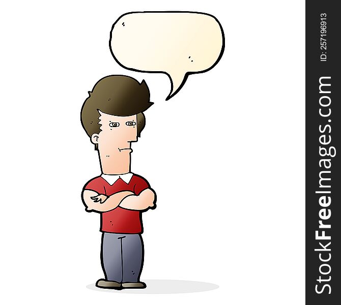 Cartoon Man With Folded Arms With Speech Bubble
