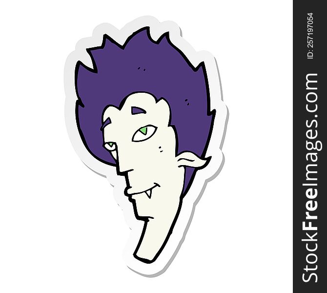 Sticker Of A Cartoon Vampire Head