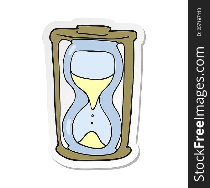 sticker of a cartoon hourglass