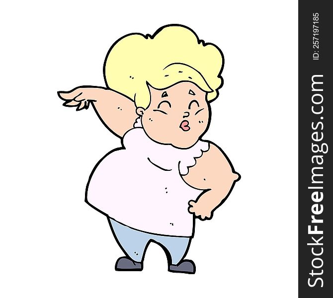 cartoon happy overweight lady