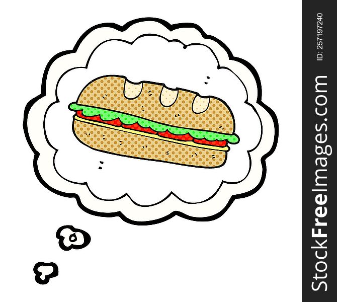 freehand drawn thought bubble cartoon huge sandwich