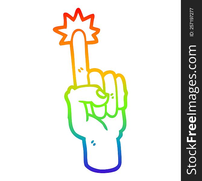 rainbow gradient line drawing of a cartoon pointing finger