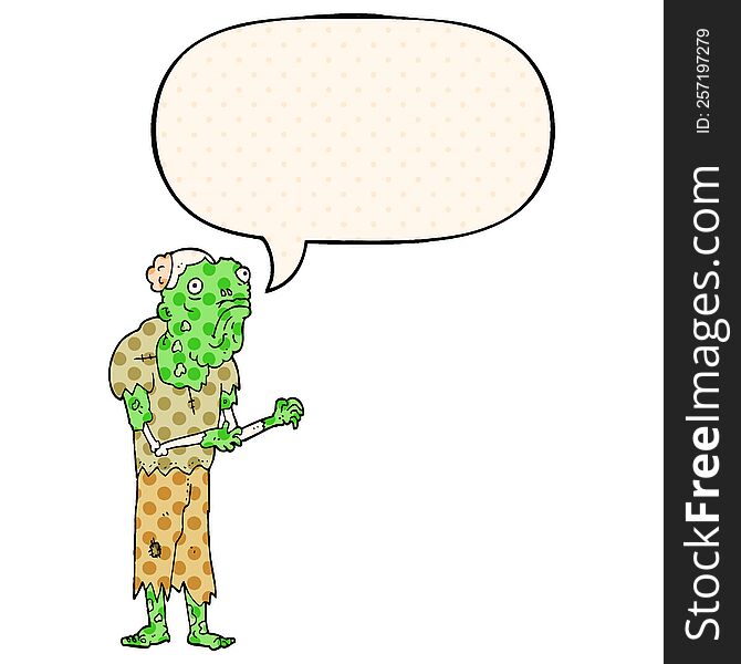 Cartoon Zombie And Speech Bubble In Comic Book Style