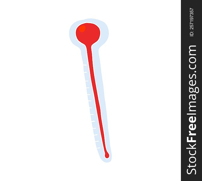 Flat Color Illustration Of A Cartoon Thermometer