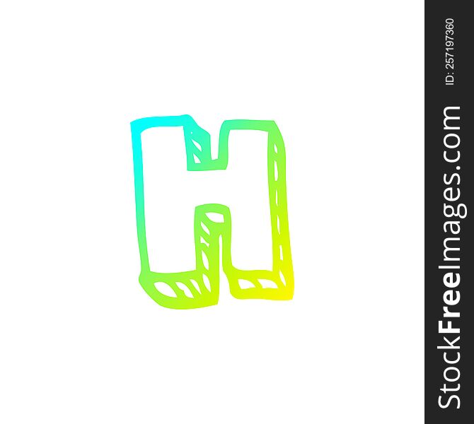 Cold Gradient Line Drawing Cartoon Letter H