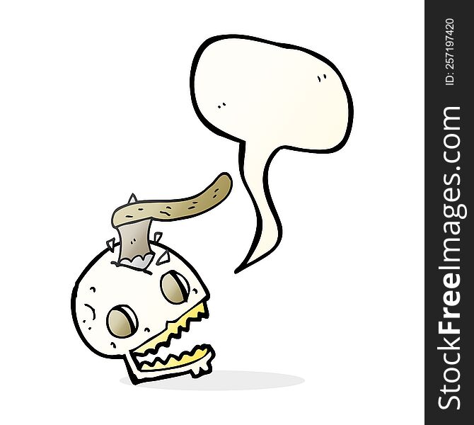 Speech Bubble Cartoon Axe In Skull
