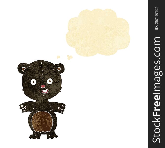 Cute Black Bear Cartoon With Thought Bubble