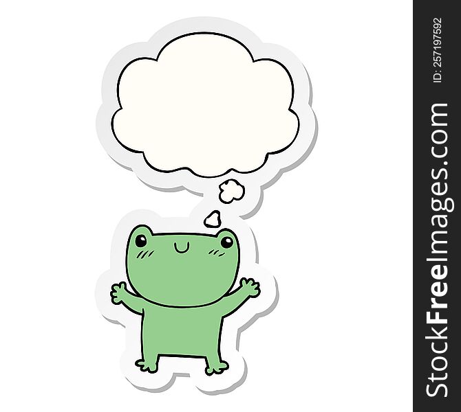 cartoon frog with thought bubble as a printed sticker