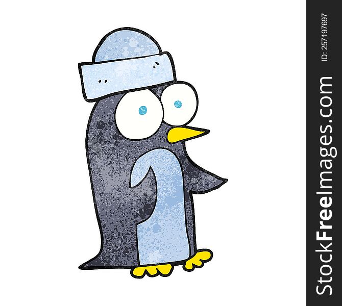 freehand textured cartoon penguin