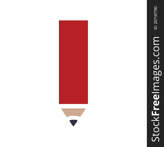 flat color retro cartoon of a red pencil