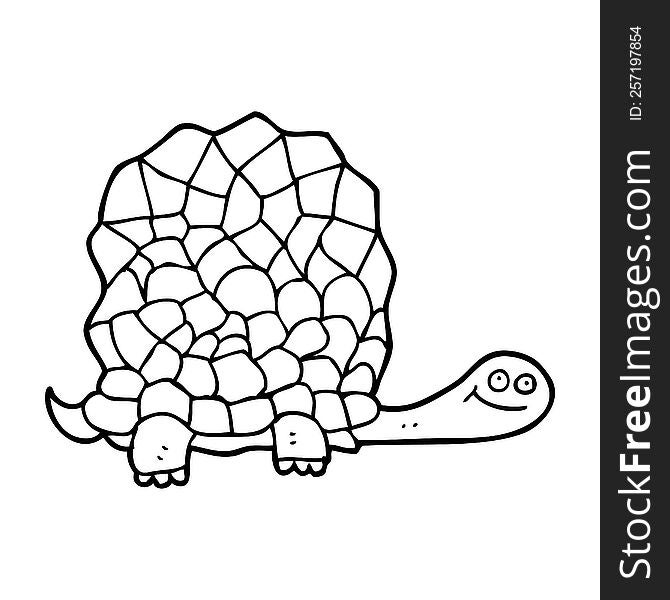 Black And White Cartoon Tortoise