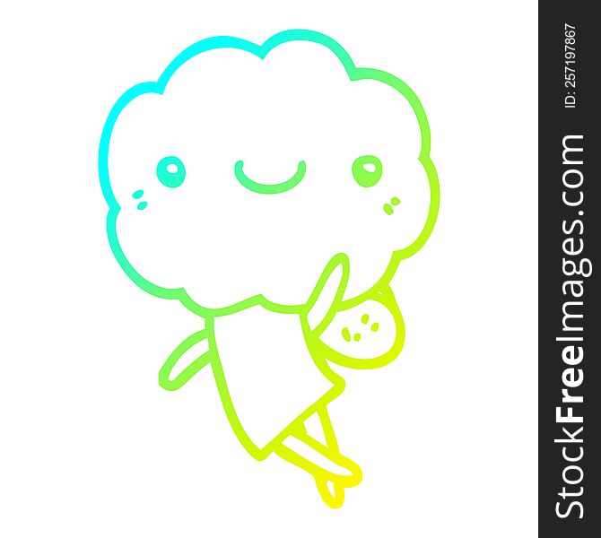 Cold Gradient Line Drawing Cute Cloud Head Creature