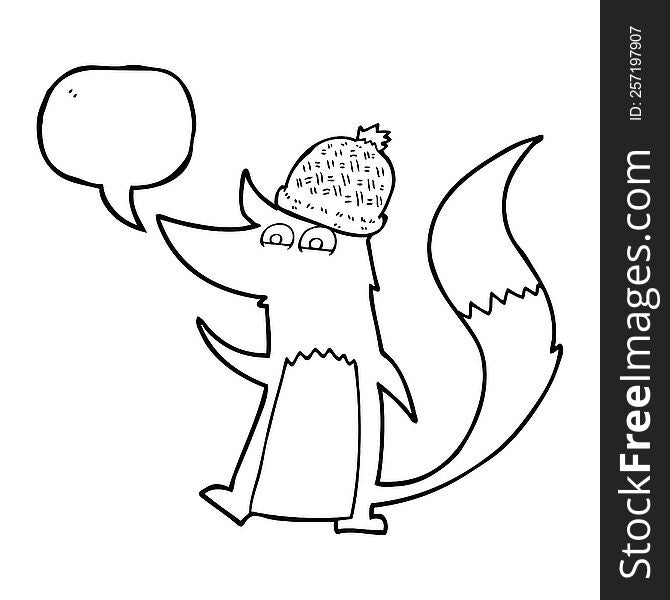freehand drawn speech bubble cartoon little wolf