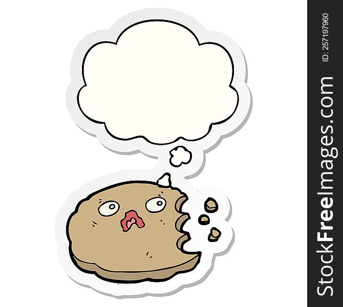 cartoon cookie with thought bubble as a printed sticker