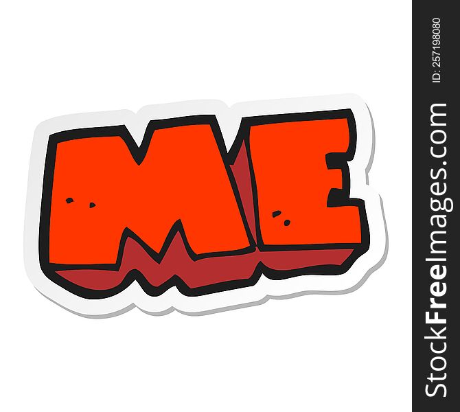 sticker of a cartoon ME symbol