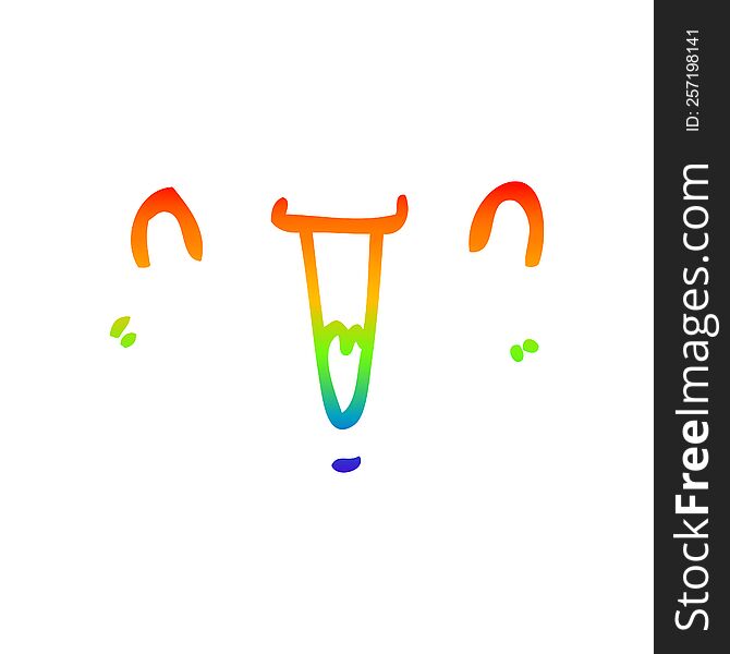rainbow gradient line drawing of a cute happy cartoon face