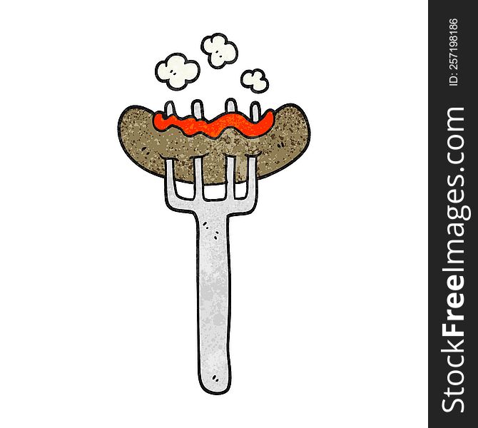 Textured Cartoon Sausage On Fork