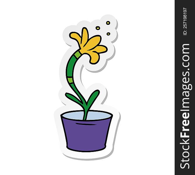 Sticker Cartoon Doodle Of A House Plant