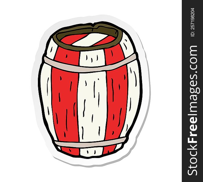 Sticker Of A Cartoon Painted Barrel