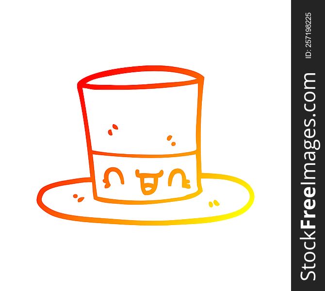 Warm Gradient Line Drawing Cartoon Top Hat