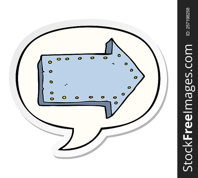 Cartoon Pointing Arrow And Speech Bubble Sticker