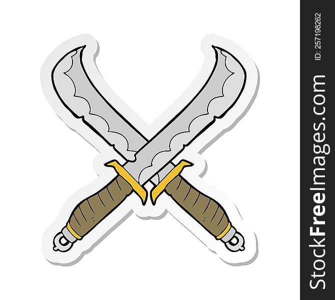 sticker of a cartoon crossed swords