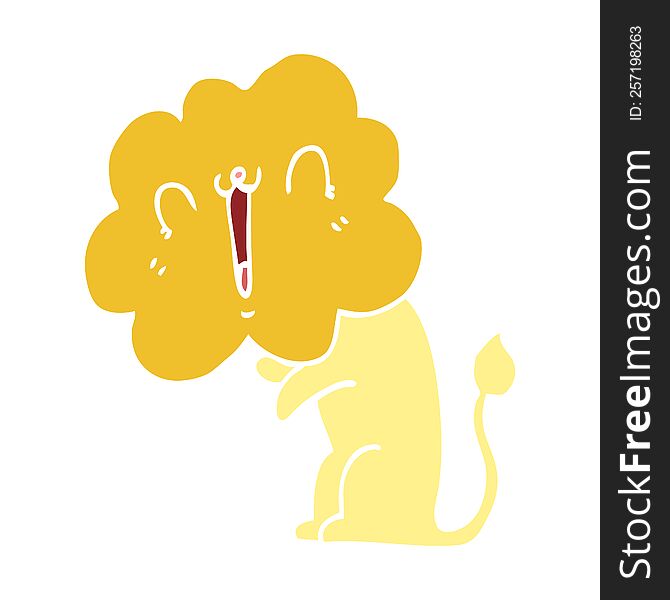 Cute Flat Color Style Cartoon Lion