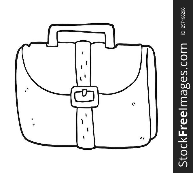 freehand drawn black and white cartoon old work bag