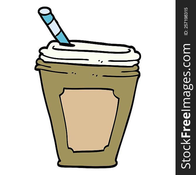 cartoon doodle coffee cup with straw