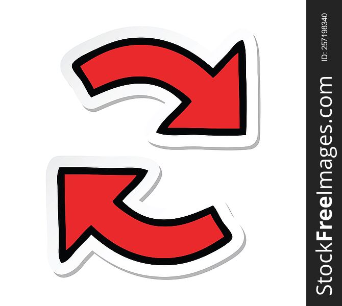 sticker of a cute cartoon directional arrow