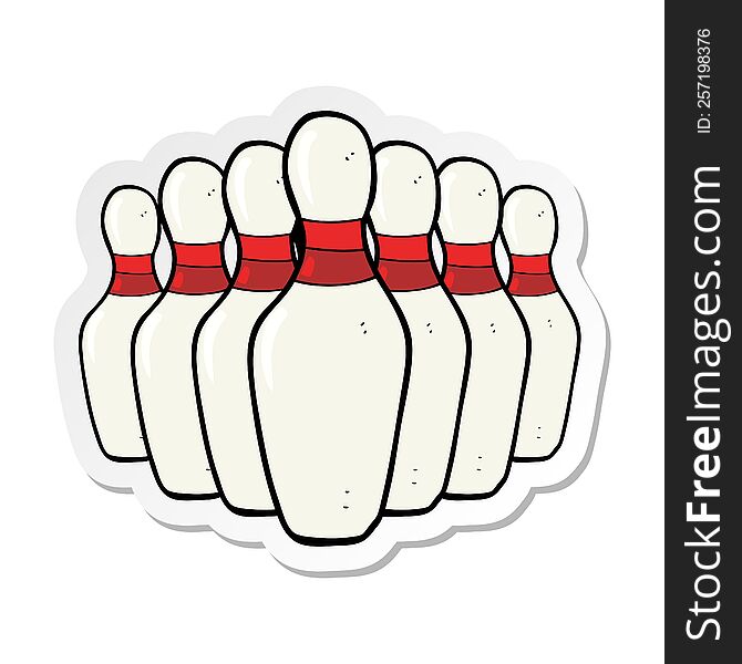 Sticker Of A Cartoon Bowling Pins