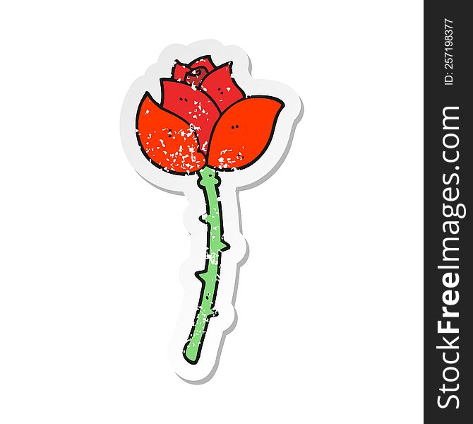 Retro Distressed Sticker Of A Cartoon Rose