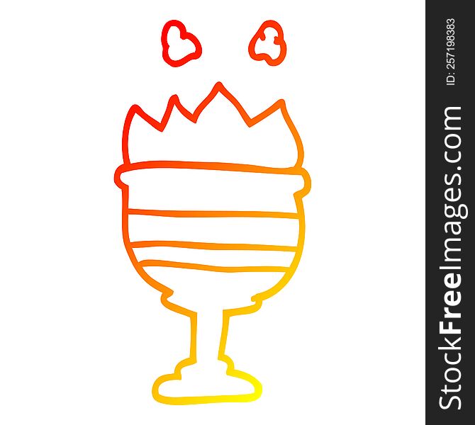 warm gradient line drawing of a cartoon flaming goblet