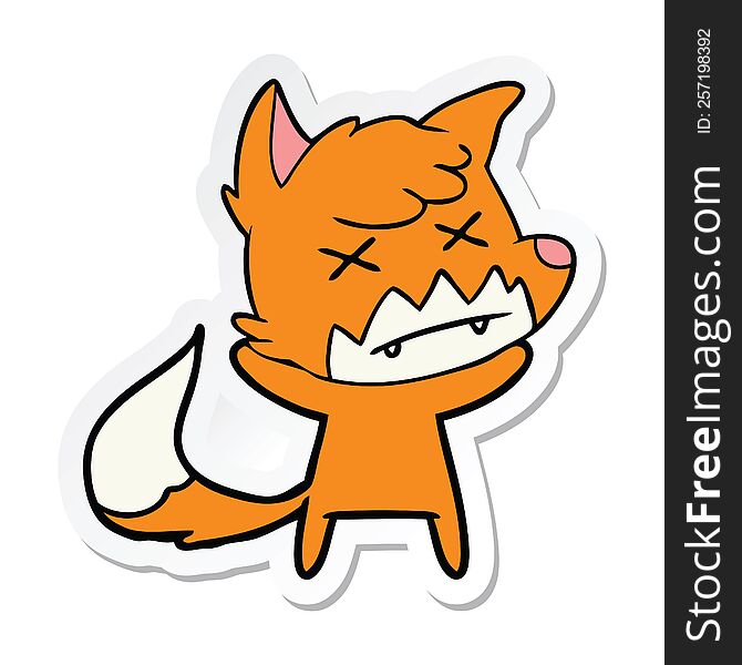 Sticker Of A Cartoon Cross Eyed Fox