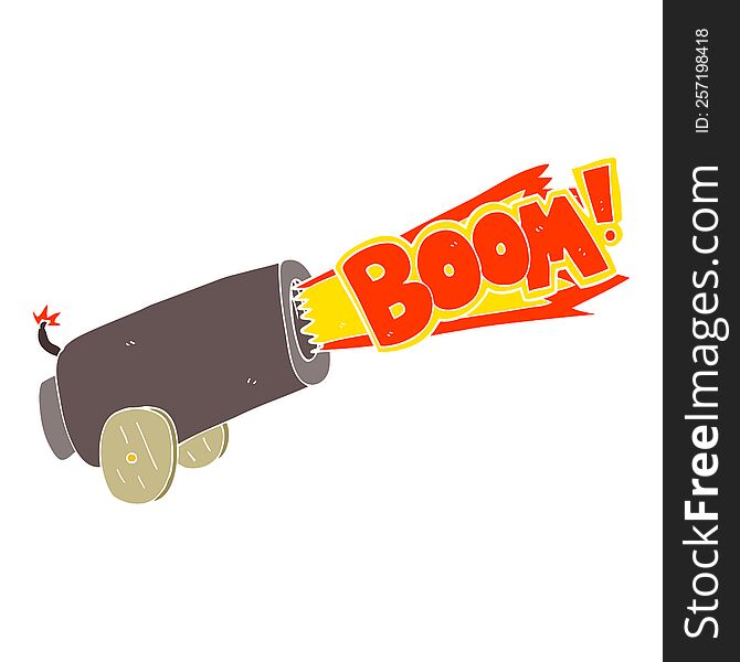 flat color illustration of cannon shooting. flat color illustration of cannon shooting
