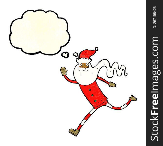 Cartoon Running Santa With Thought Bubble