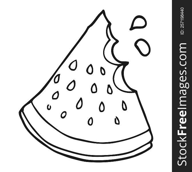 Black And White Cartoon Watermelon Slice